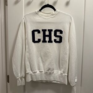 Champion White Crewneck Sweater Bold Black Letters